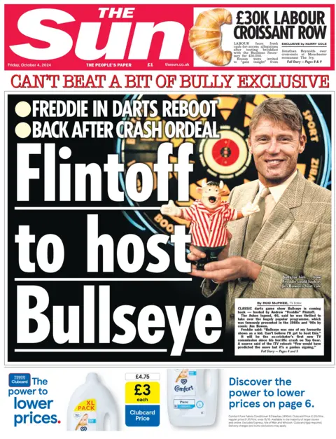 Andrew Flintoff is set to host darts game show Bullseye, The Sun reports with a photo of the former England cricketer. It will be his first new TV gig since he was hospitalized following a crash on Top Gear, the newspaper reports. 