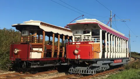 IOM Transport MER trams on the track