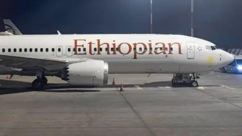 Getty Images Ethiopian Airlines Boeing 737 Max 8 aircraft parked on tarmac