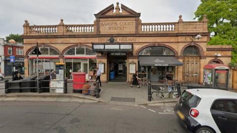 StreetView image of the entrance to Baron's Court station