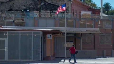 Getty Images Woman near US border checkpoint