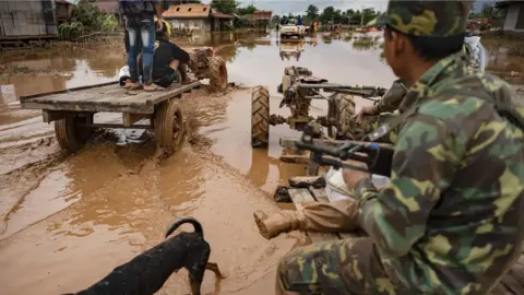 Getty Images troops travel to affected villages