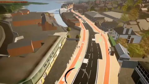 Cornwall Council  CGI image of Commercial Road in Penryn