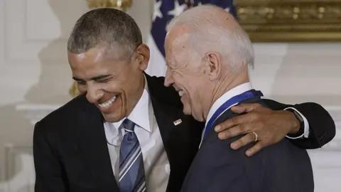 Getty Images File image of Barack Obama embracing Joe Biden