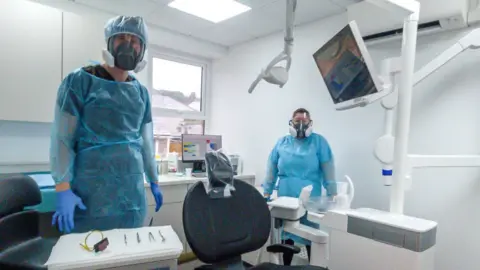 Getty Images Dentists in Newbridge in full PPE