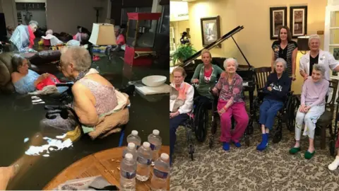 Trudy Lampson / CBS News Nursing home residents in floodwater and then dry in new home