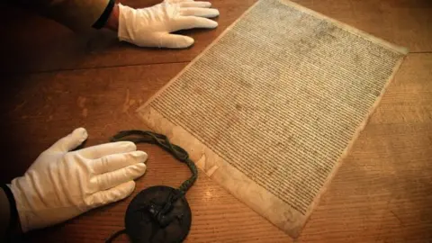 Getty Images A facsimile copy of the 1215 document, Magna Carta, in the library at Salisbury Cathedral