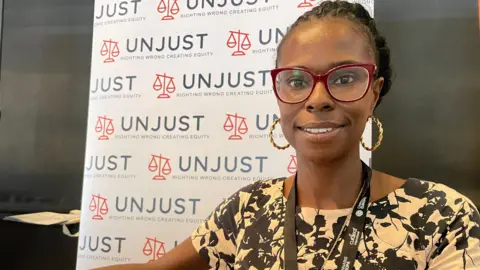 UNJUST founder Katrina Ffrench at a stall at the Cannabis Europa event