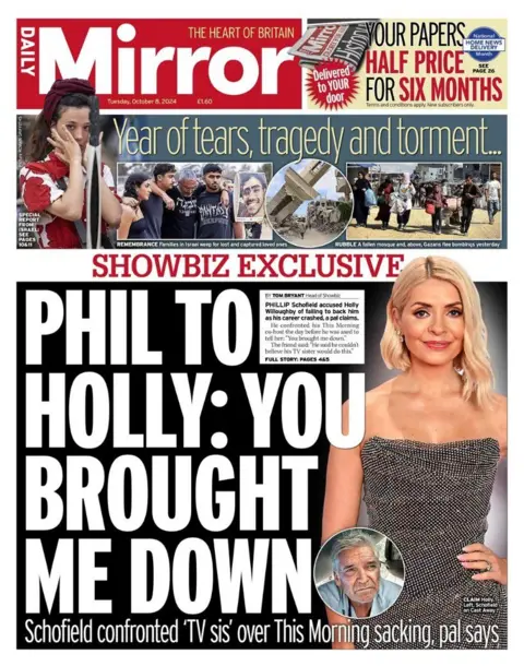 Front leafage   of the Daily Mirror 