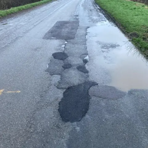 Peter Hortor A view of a repaired patch of road near Kinoulton.