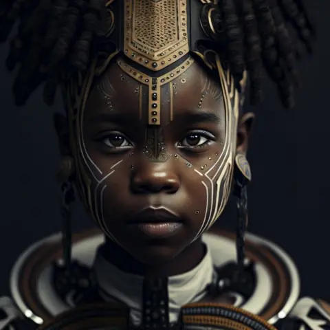 Malik Afegbua/SlickCity African girl with Afro-futuristic face paint