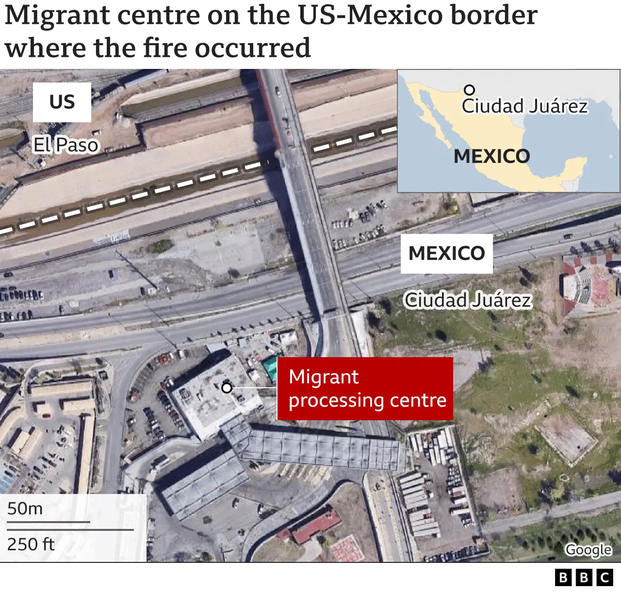 Map showing location of migrant processing centre