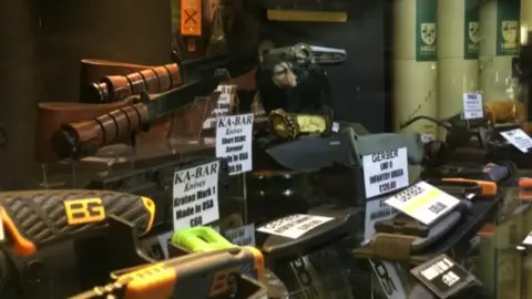 Knives on display in Sheffield