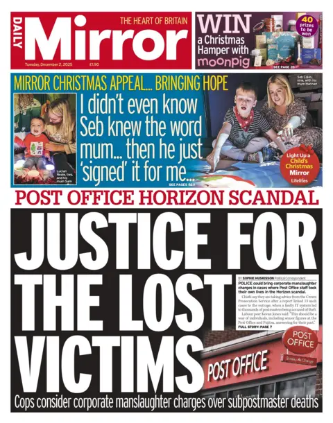 "Justice for the lost victims" reads the headline on the front page of the Daily Mirror.