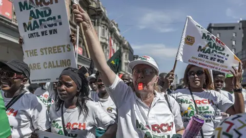 March on March protesters are seen leading a protest against illegal immigration in South Africa