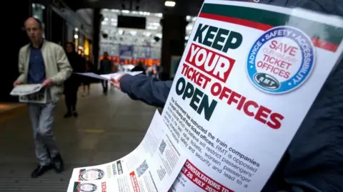 PA Media RMT ticket office closure protest