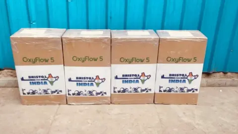 Suchet Chaturvedi The oxygen concentrators in boxes before they were sent