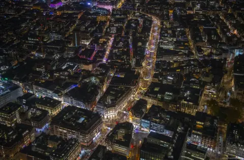 Jason Hawkes Looking along Oxford and Regent Street