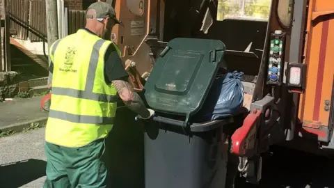 Stoke-on-Trent City Council Bins being collected in Stoke-on-Trent