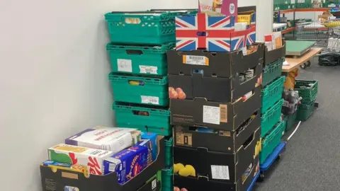 Wokingham Foodbank Crates of food