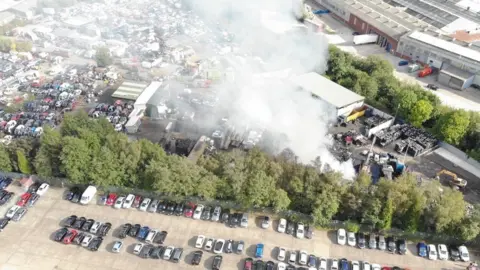 West Midlands Fire Service Aerial photograph showing the blaze