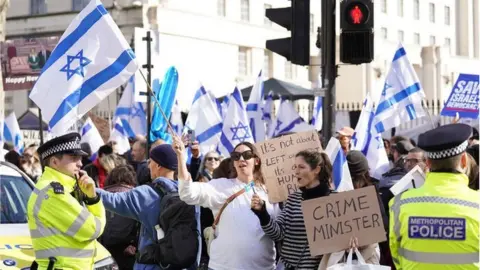 PA Media Anti-Netanyahu protest in Whitehall (24/03/23)