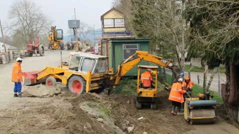 BBC Diggers have started work on filling the gap to complete the line