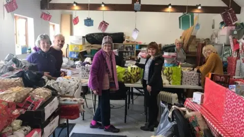 Gill Harrison Group of volunteers at the Christmas Sparkle Project