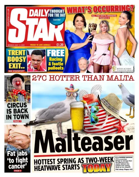 Daily Star front page on Monday 12 May 2025