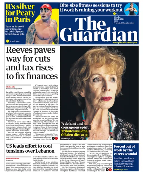  "Reeves paves way for cuts and tax rises to fix finanaces"