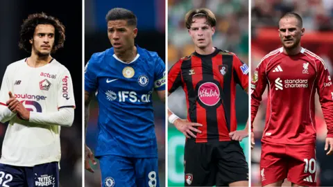 Ayyoub Bouaddi, Enzo Fernandez, Alex Scott and Alexis Mac Allister