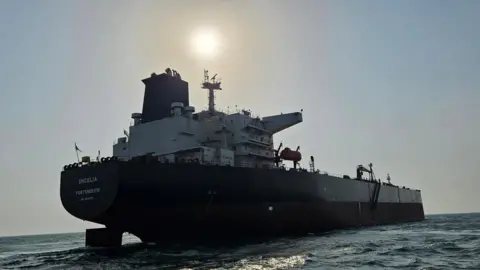 Shine Samuel Abraham/Handout via REUTERS A handout photo taken on 4 July 2024 shows the Saudi oil tanker Encelia at sea 