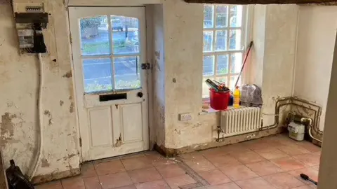 A flood-damaged room