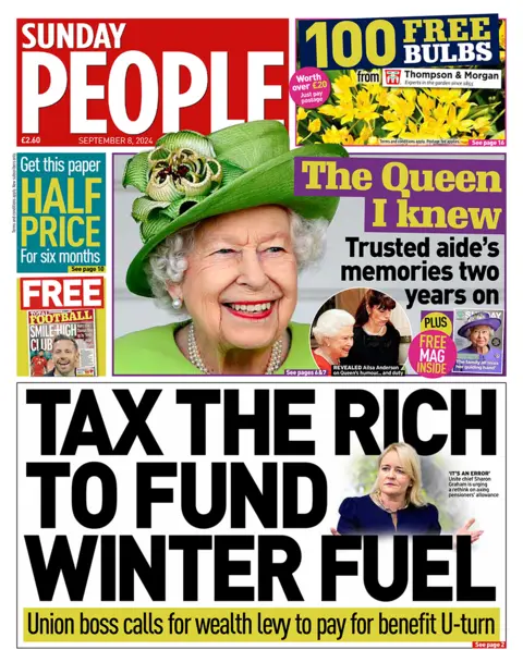 The Sunday People headline reads 