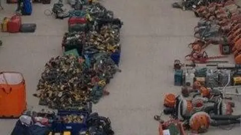 KENT POLICE Suspected stolen tools lined up 