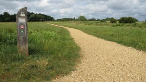 Gravel path across grass at Upton Country Park