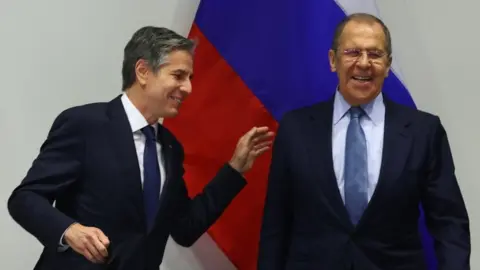 EPA Anthony Blinken (left) and Sergei Lavrov, Reykjavik, 19 May 2021