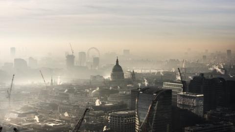London skyline in smog