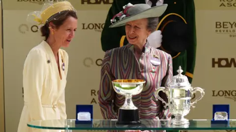 PA The Princess Royal presenting the trophies after Bow Echo won the St James's Palace Stakes during day one of Royal Ascot.
