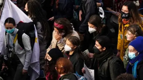 PA Media Greta Thunberg and other demonstrators during the Fridays for Future Scotland