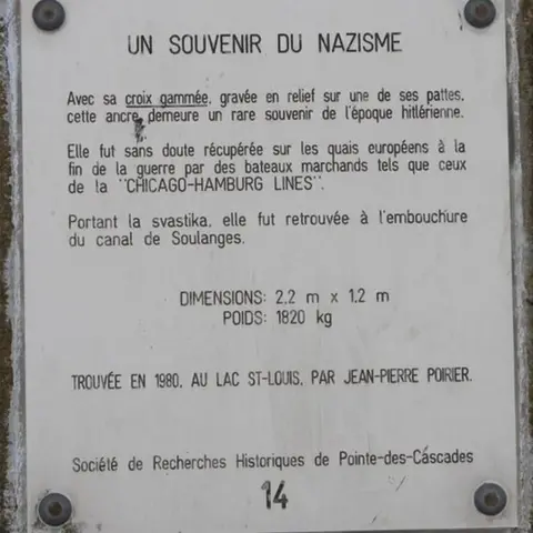 Erase the Hate Plaque on anchor in Quebec village