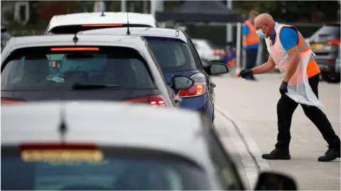 Reuters A drive through testing centre