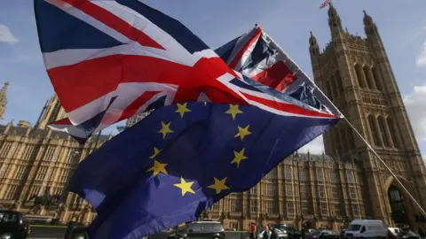 AFP/Getty UK and EU flags