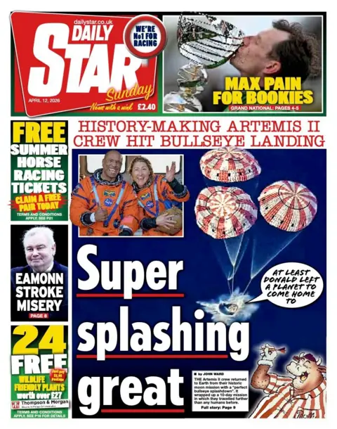 The headline on the front page of the Daily Star reads: "Super splashing great."