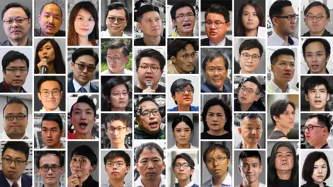 BBC Collage of the 45 Hong Kong activists acceptable   to beryllium  sentenced nether  the the National Security Law