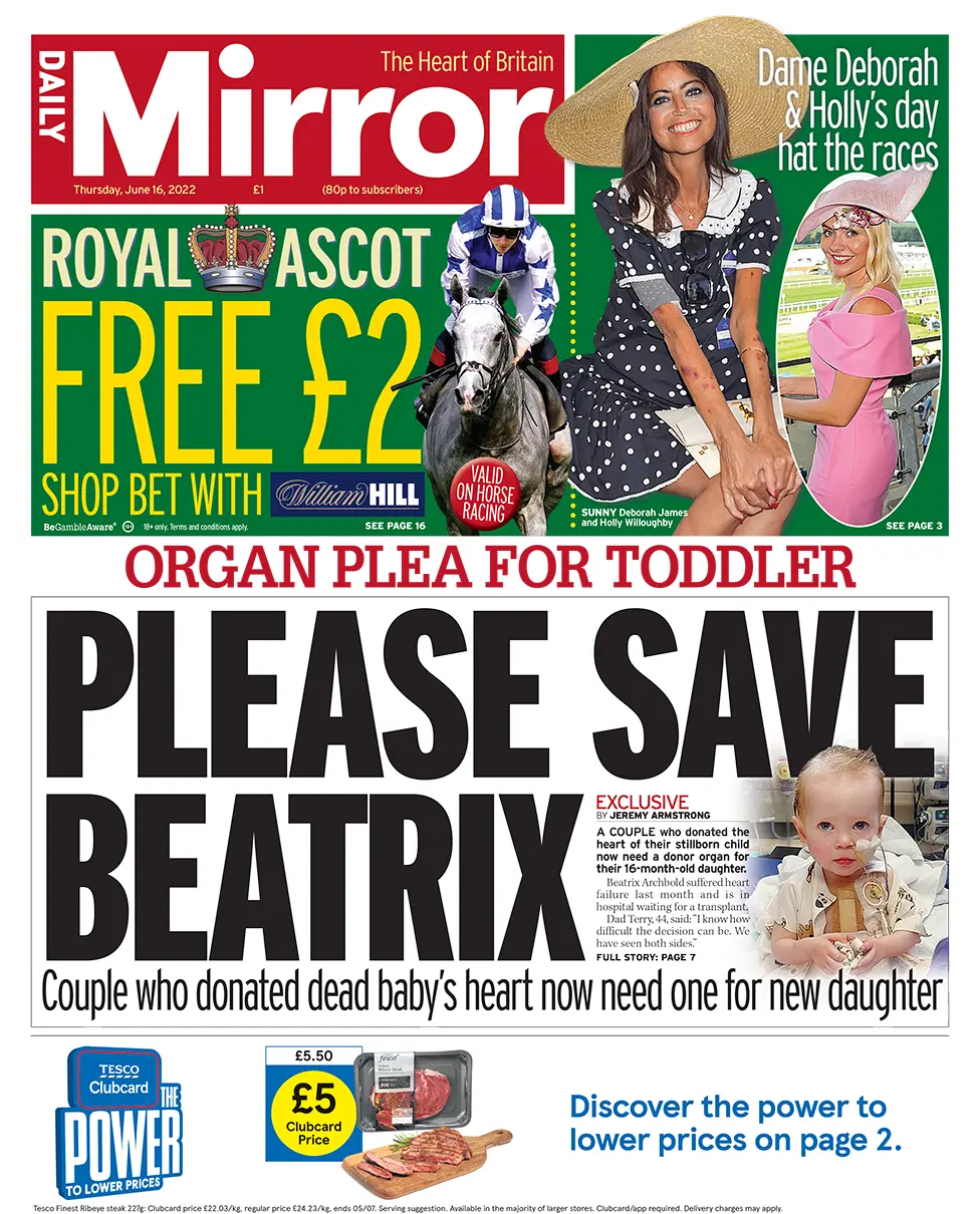 Daily Mirror front page
