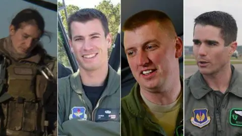 USAF (l-r) Staff Sgt Afton Ponce, Capt Christopher Stover, Technical Sgt Dale Matthews and Capt Sean Ruane