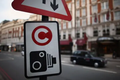 Getty Images London congestion charge sign