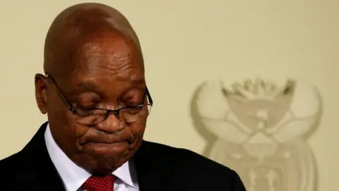 Reuters South Africa's President Jacob Zuma looks down as he speaks at the Union Buildings in Pretoria, South Africa, February 14, 2018.