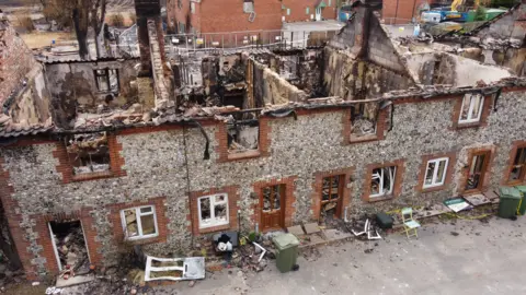 Shaun Whitmore/BBC Drone picture of Ashill fire